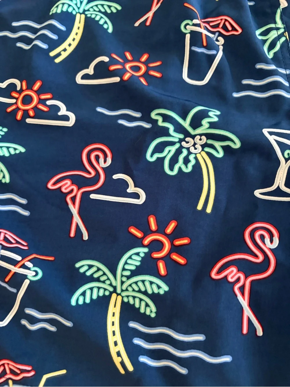 chubbies Navy Neon Tropical Print Swim Trunks